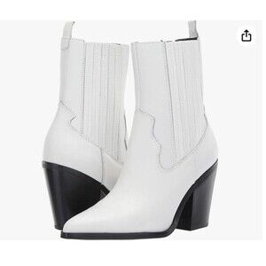 ALDO Women's Shoes Drerissa Leather Pointed Toe Ankle Cowboy White 7.5